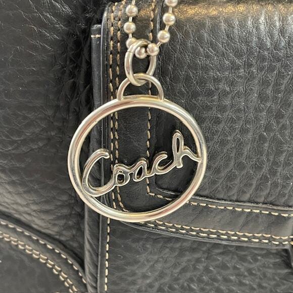 Coach, VTG Black Pebbled Leather Dome Satchel #H0993-F13963 - Picture 8 of 9